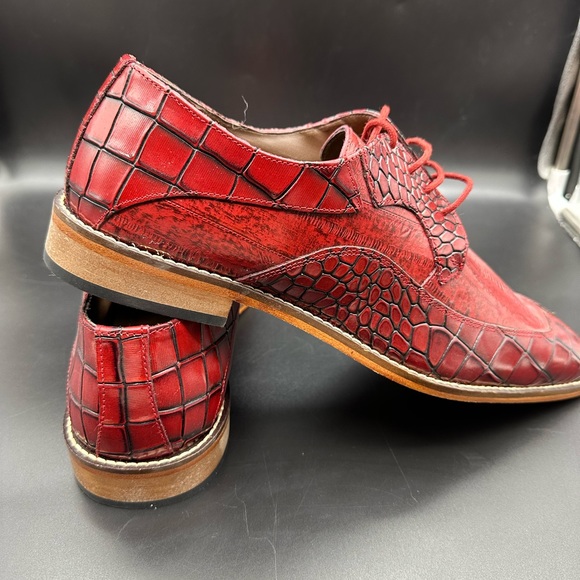 Stacy Adams Trimarco Exotic Print Moc Toe Oxford Dress Shoe in Red Size 11 M - Picture 2 of 6